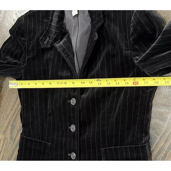 J.Crew Blazer Women’s 8 Velvet Pin Stripe Jacket Three Button Black Classic - Picture 8 of 9